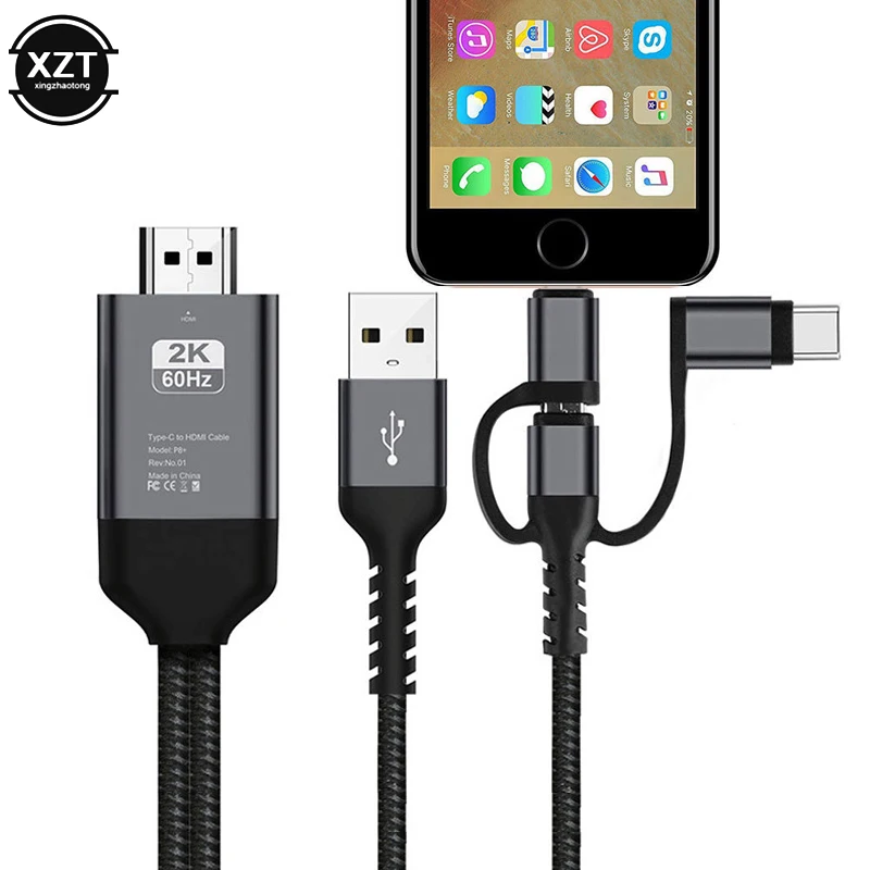 HD 3 в 1 Apple Android type-C к HDMI изображение мобильного телефона экран линия проекции Кабель-адаптер