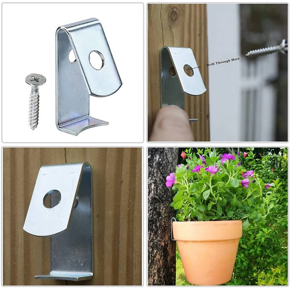 12pcs-Flowers-Shelf-Tray-Wall-Mounted-Clips-Plant-Pot-Hangers-Hook-Hold-5-to-8-Pots.jpg 12Db Virágok Polc Tálca Falra Szerelt Klipek Növényi Edények Horogja Tartsa 5 ” - 8” Edényt - Image 5