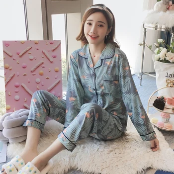 

Spring Summer Premium Pajamas For Women Long Sleeve Good Quality Pyjama Sets For Girl Loose Leisure Night Sleepwear