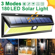 Солнечная лампа 180 светодиодный PIR датчик движения лампа на открытом воздухе IP65 водонепроницаемый Солнечный садовый светильник s аварийный светильник безопасности Солнечная настенная лампа