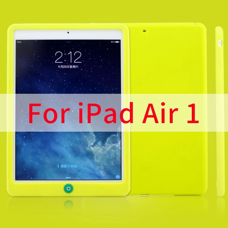 Air 1 Yellow Детский Ударопрочный силиконовый чехол для iPad Air 1 air 2, мягкая силиконовая прочная задняя крышка для iPad 5 6 9,7 дюймов, чехол для планшета - Цвет: Air 1 Yellow