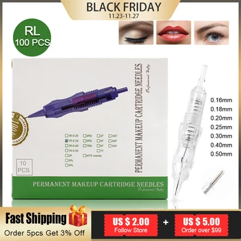 

Biomaser 100Pcs Permanent Makeup Machine Needles Professional Screw Catridges Needles Tattoo 1R/2/3/5/7RL for Specify Machine