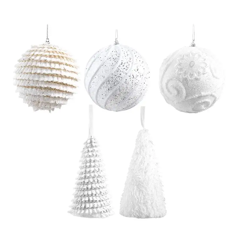 5pcs Foam Balls Hanging Ball Christmas Creative Ornament Craft Balls Pendant Decoration For Holiday Christmas Tree