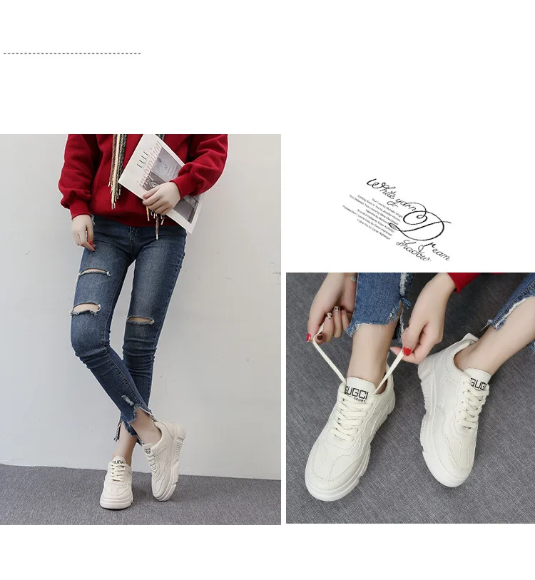 Running Shoes For Women Fashion Spring Autumn Chunky Sneakers Outdoor Trainers Canvas Platform White Sports Sneakers