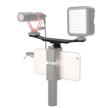

Dual Bracket Double Hot Shoe Mount Extension Bar With 1/4" Thread for DV DSLR Camera Smartphone Microphone LED Light