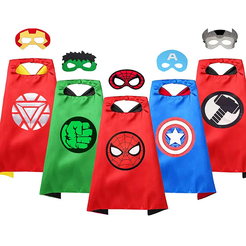 Superhero Capes and for Kids Halloween Cosplay Spiderman Hulk Captain America Double Side Toy |