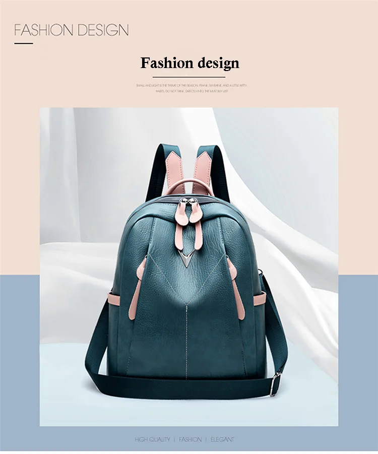PU Leather Women's Backpacks Large Capacity Bag For Teenager Girls Fashion Solid Backpack Female Black Rucksacks Female backpack