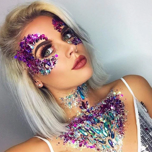 Face Gems Women Mermaid Jewels With Chest Gems,crystals Face Jewels Stick On  Eyes Face Body Fit For Festival Music Party Makeup - Temporary Tattoos -  AliExpress