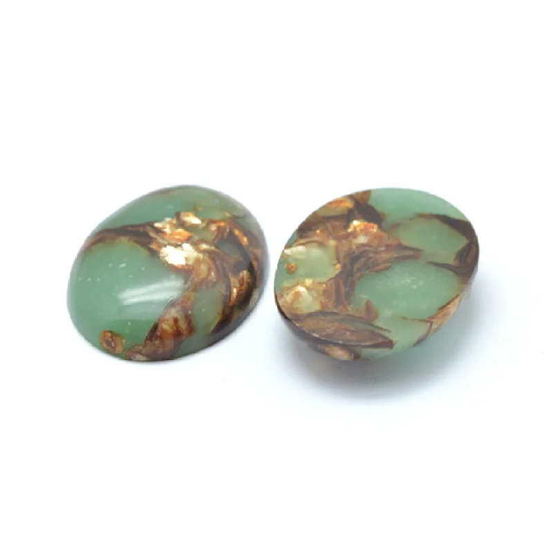 10 шт. крашеные цветные синтетические овальные золотые медные камни и регалитовые