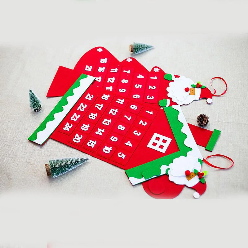 Christmas Felt Calendar Pendant Christmas Countdown Calendar Card Hanging Calendars QP2