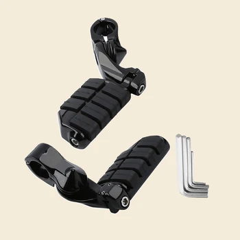 

Black and chrome Short Highway Foot Pegs Motorcycle Footpeg Footrest Bracket Set 1-1/4" 32mm For Harley Dyna Fat Bob Softail