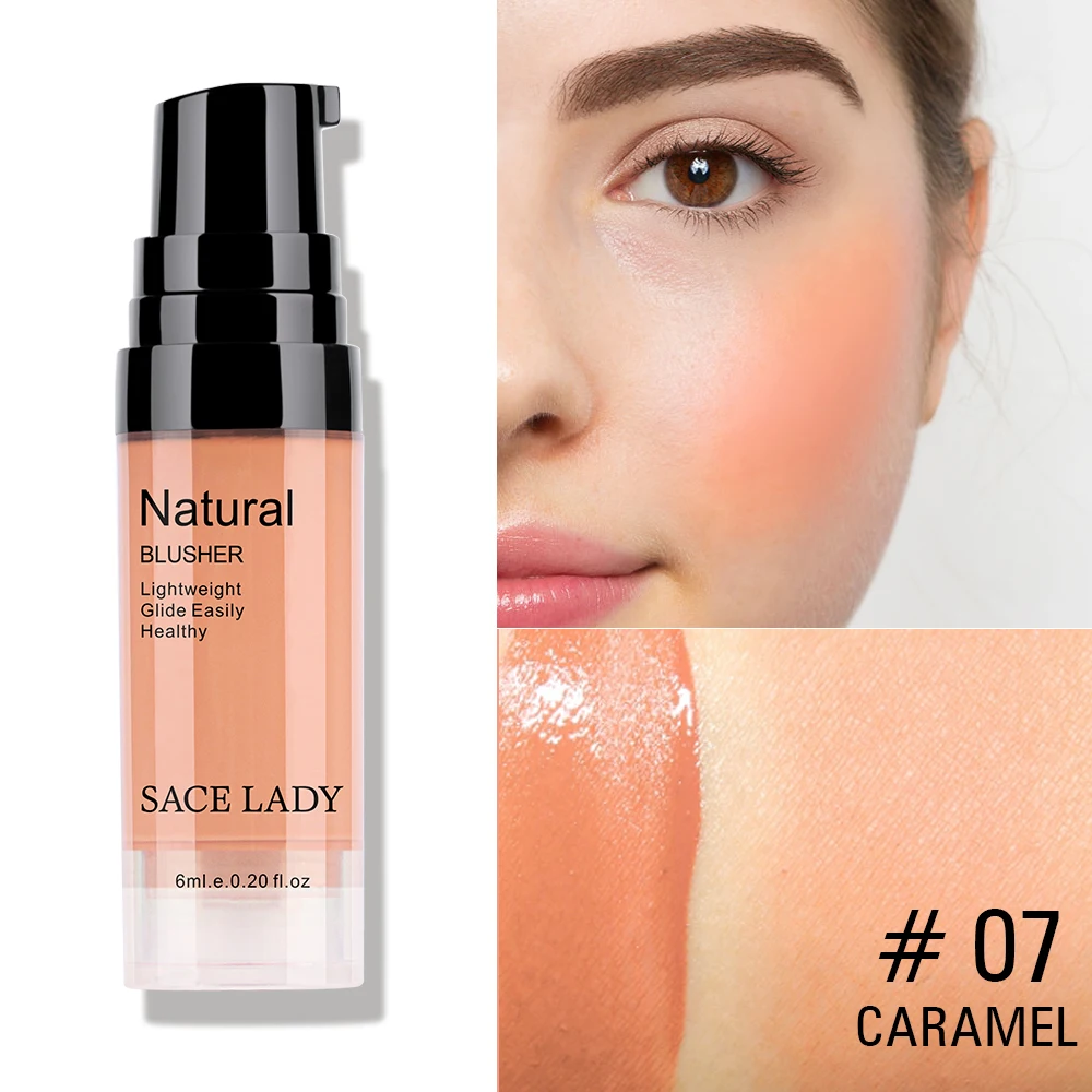 07 Caramel SACE LADY, 9 цветов, жидкие румяна, макияж, Румяна для лица, Длительное Действие, макияж, Профессиональная Натуральная Румяна для лица, румяна, косметика - Цвет: 07 Caramel