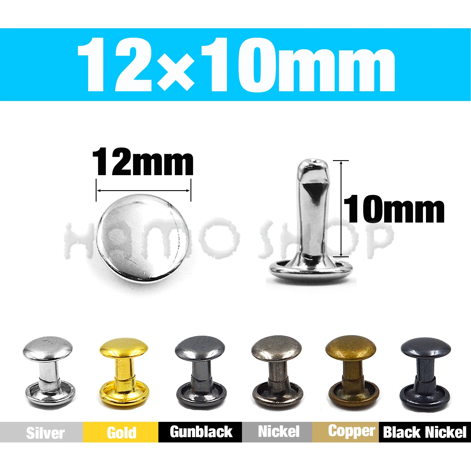 100 Sets Metal Double Cap Rivets for Leathercraft and Garment Accessories