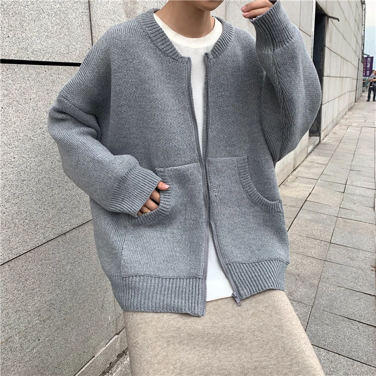 Neploe осенне-зимний женский свитер кардиган Harajuku с длинным рукавом большого размера трикотажное пальто Корейская молния с круглым вырезом вязаная куртка 55413