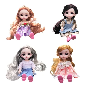 

16cm BJD Doll 1/8 Ball Jointed Girl With Face Makeup Wigs Eyes Clothes Kids Gift