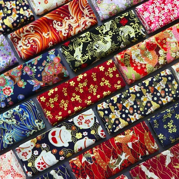 

Hot Bronzed Fabric Japanese Style Flower Pattern Fabric for DIY Table Cloth and Patchwork Quilting Home Textile Curtion Material