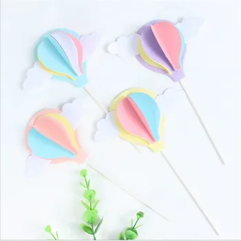 

Cakelove 1Pcs Pink Blue Purple Yellow Three-dimensional Hot Air Balloon Cake Topper for Party Decoration Dessert lovely Gifts