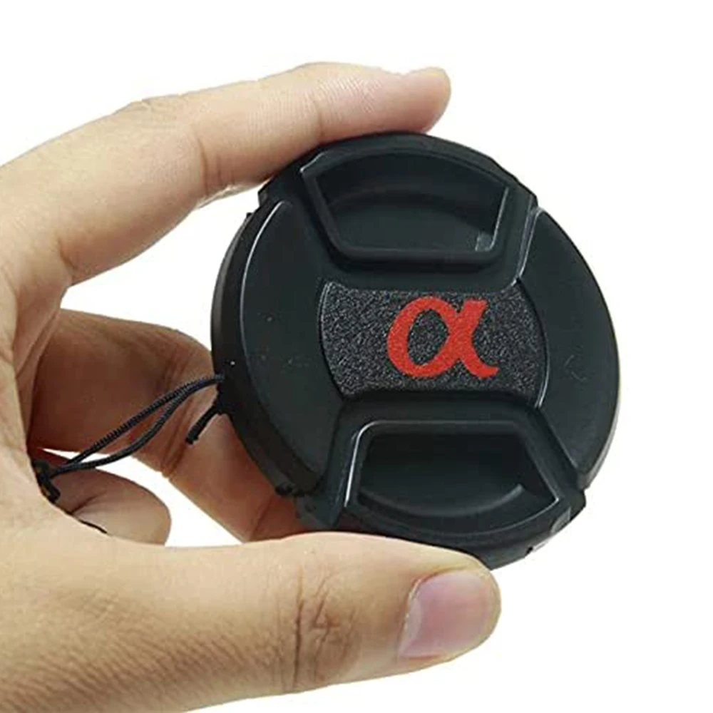 55mm Center Pinch Snap On Front Lens Cover Cap Hood w/ Strap for Sony Alpha A200 A300 A350 A230 A330 A580 DSLR SLR