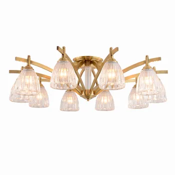 

Living Room Lamp New European Dining Led Chandelier Lights Luxury American Bedroom Study Copper Hanging Fixture Nordic Home Lamp