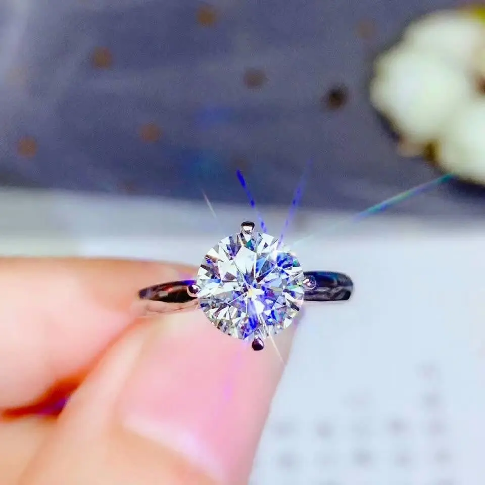 Shilovem 18k Белое Золото Moissanite алмазные кольца женские классические свадебные растения Рождественский подарок 8*8 мм vvs bj080888sz