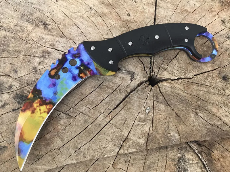 Quench HS инструменты cs go karambit Походный нож выцветает счетчик удар черный мачете Стандартный тактический нож Лезвие Открытый инструмент - Цвет: Quench