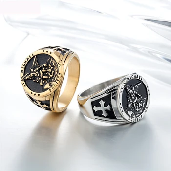 

Wholesale Jesus Jewelry Rings 316L Titanium Steel Casting Ring Crucifix Jewel Ring Christian Style For Men