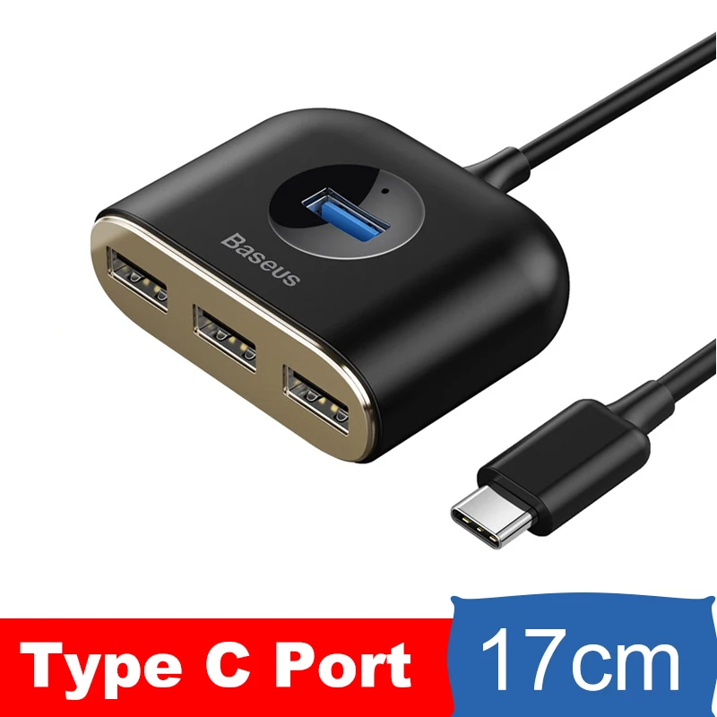 17cm UBS C hub Baseus usb-хаб USB 3,0 USB C концентратор для MacBook Pro поверхностный концентратор USB Type C USB 2,0 адаптер с Micro USB для компьютера USB разветвитель - Color: 17cm UBS C hub