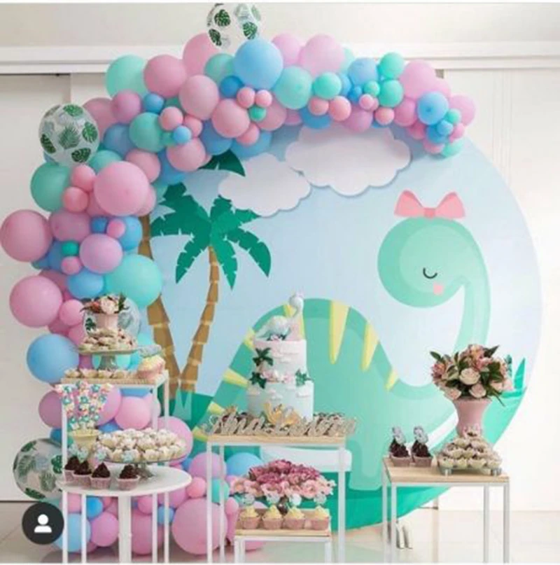 Circle Backdrop Round Background Girl Dinosaur Theme Birthday Party Decor Photo Props Candy Dessert Table Cover Yy 116 Background Aliexpress