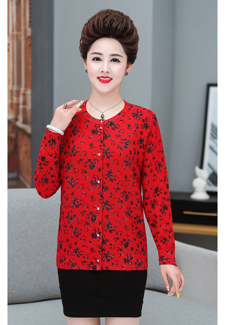 XJXKS autumn winter new exquisite printed women cardigan plus size wool knitted cardigan women sweater