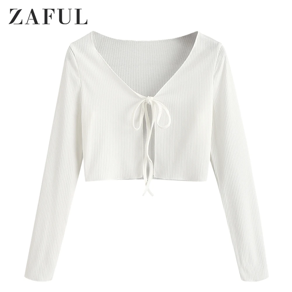 ZAFUL Spring Autumn Crop Top Women V 