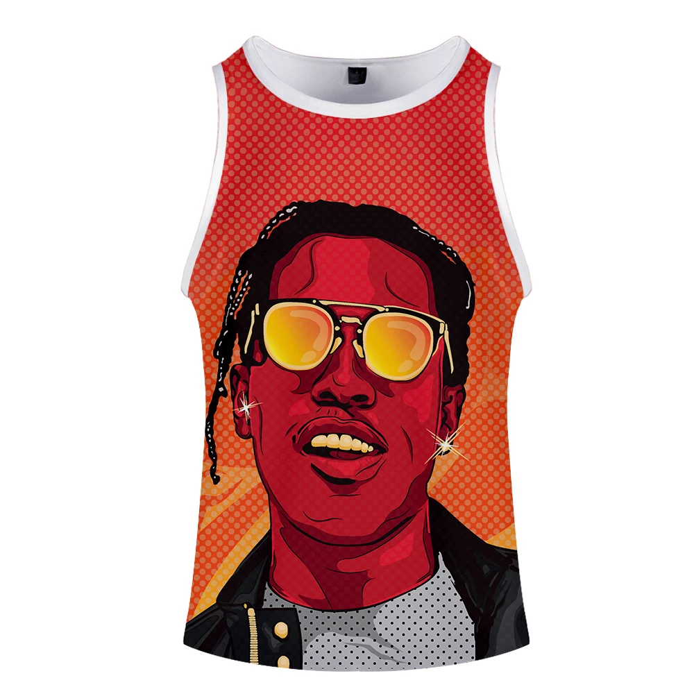 ASAP ROCKY 3D o-образным вырезом летняя майка без рукавов с широким плечом Мужская женская повседневная одежда для пары