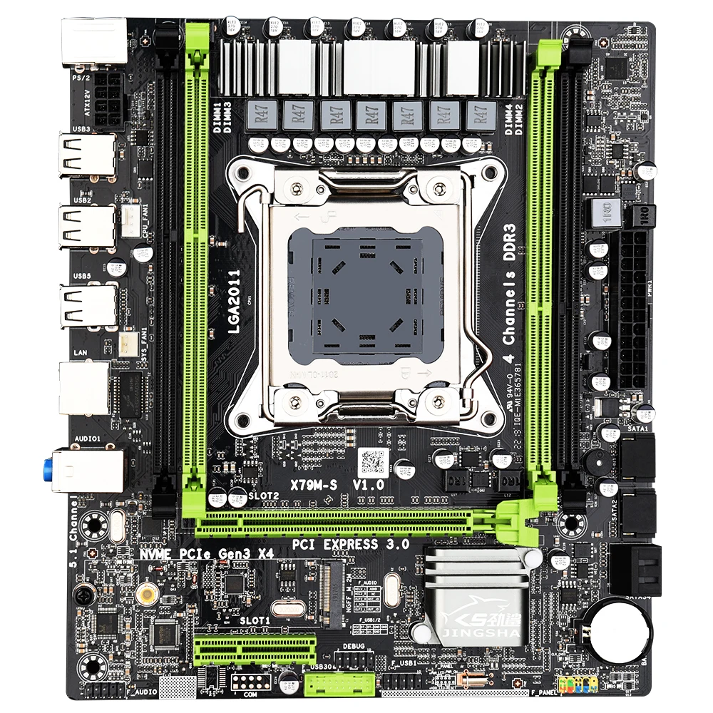 X79 M-S 2,0 материнская плата LGA2011 M ATX USB2.0 PCI-E NVME M.2 SSD поддержка памяти REG ECC и процессор Xeon E5