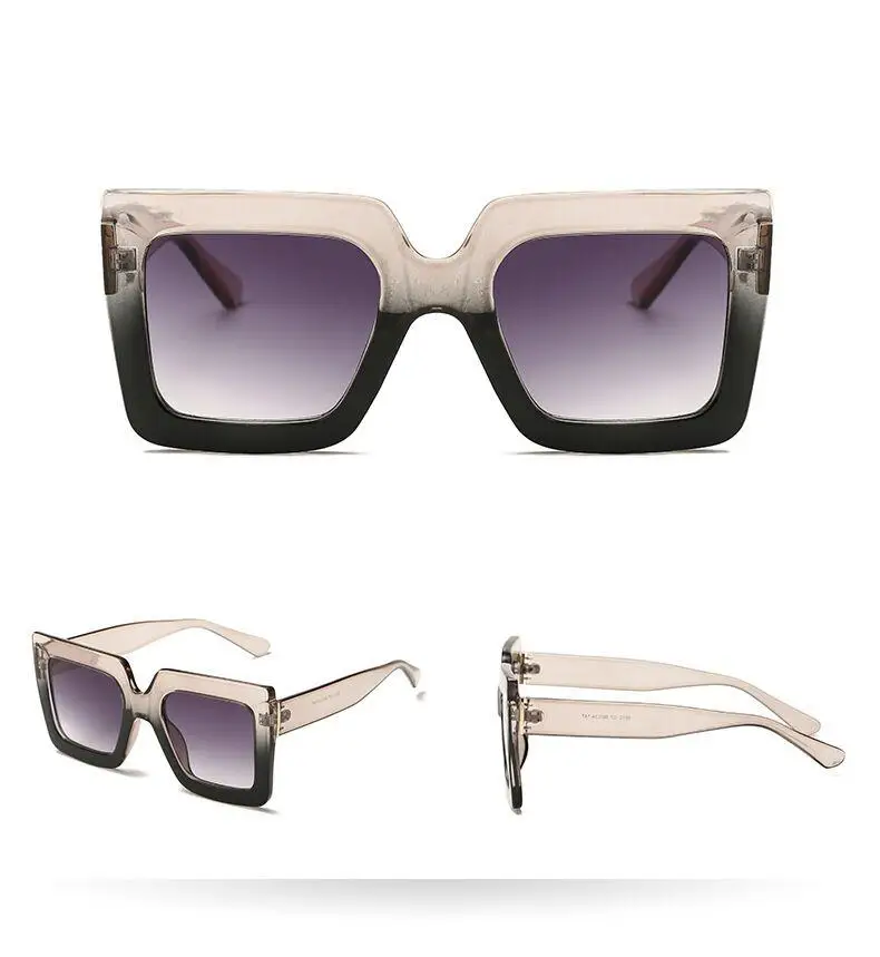 Новинка, модные женские солнцезащитные очки, Роскошные, большие, квадратные, с большой оправой, в стиле панк, винтажные, брендовые, дизайнерские, Оттенки UV400