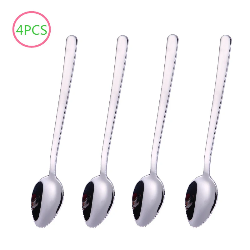 

4PCS Long Handled Spoon Set Stainless Steel Dessert Ice Cream Spoon Children's Fruit Spoon Accessories Flatware Drinking Tools