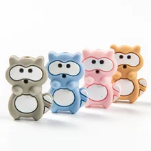 Perles en Silicone de qualité alimentaire, raton laveur sans BPA, jouets à mâcher, accessoires pour bébé, anneau de dentition, bricolage, collier, pendentif, 15mm, 10 pièces/lot 