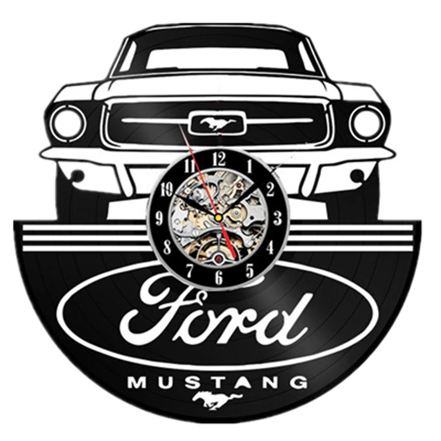 Ford Mustang виниловые настенные часы современный дизайн Ford Автомобильный логотип 3D декоративный знак винтажные виниловые Часы настенные домашние декоративные часы - Цвет: 15