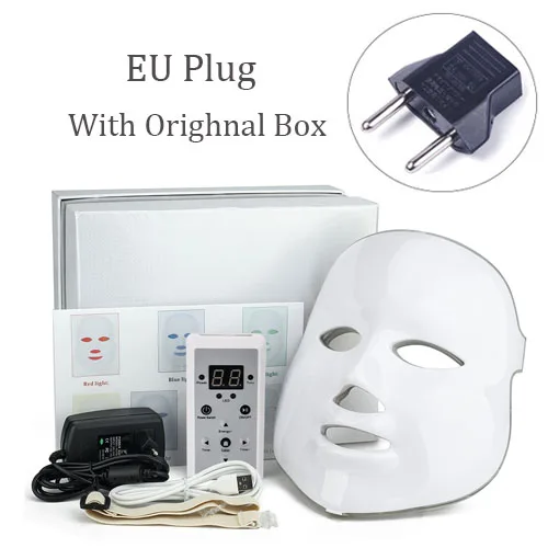 EU Plug- With Box Beauty Star 7 цветов светодиодный маска для лица светодиодный фотонотерапия маска для лица Уход за кожей омоложение акне маска для лица красота спа светодиодный маска для лица - Цвет: EU Plug- With Box
