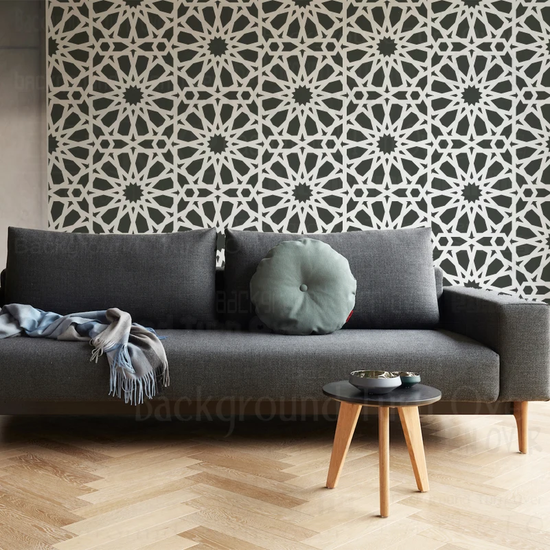 Moroccan stencils for walls. Beautiful wall stencils, geometric stencils  for DIY decor