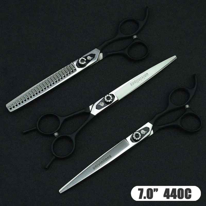 7" Pet Straight& Thinning& Down Curved Scissors Pet Dog Gromming Scissors Kit Pet Cutting Scissors for Dog Cat Stainless Steel