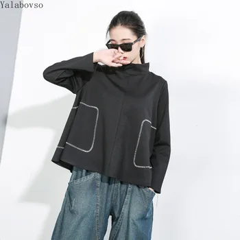

New High-neck T-shirt Bottom Shirt for women Shirt Streetwear women shirts tshirt female black Autumn shirts A71Z40