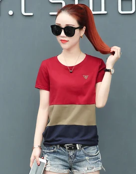 

Summer 2020 burgundy short sleeve t shirt Women Top Garment multi