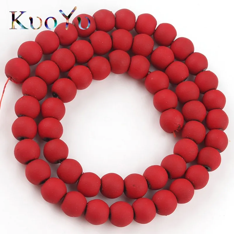 Круглые бусины из матового Красного каучука для изготовления ювелирных изделий