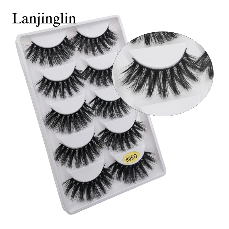 Lanjinglin, 10 коробок,, натуральные накладные ресницы, полные ресницы, искусственные 3d норковые ресницы для наращивания, макияж, Мягкие Накладные ресницы