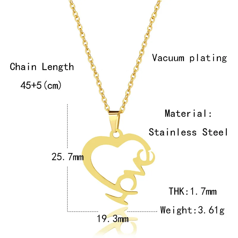 Fashion Tiny Love Heart Dainty Initial Necklace Stainless Steel Gold Color Letter Love Choker Necklace for Women Jewelry Gift