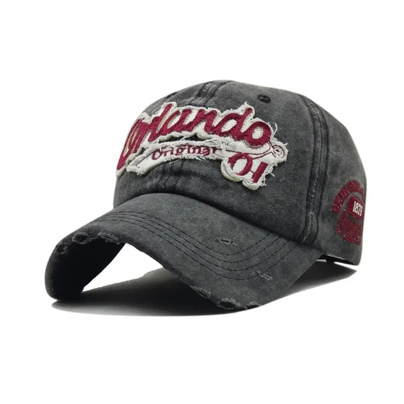 

Washed Cotton Baseball Cap Fashion Embroidery Letter Snapback Hat Men Women Summer Retro Fitted Caps Casual Casquette gorras