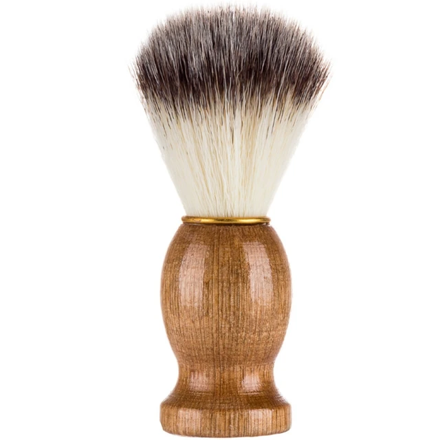 Men Shaving Brush with Wooden Handle Soft Nylon Hair Face Cleaning Beard Cleaner Professional Barber Salon Tool Gift 1