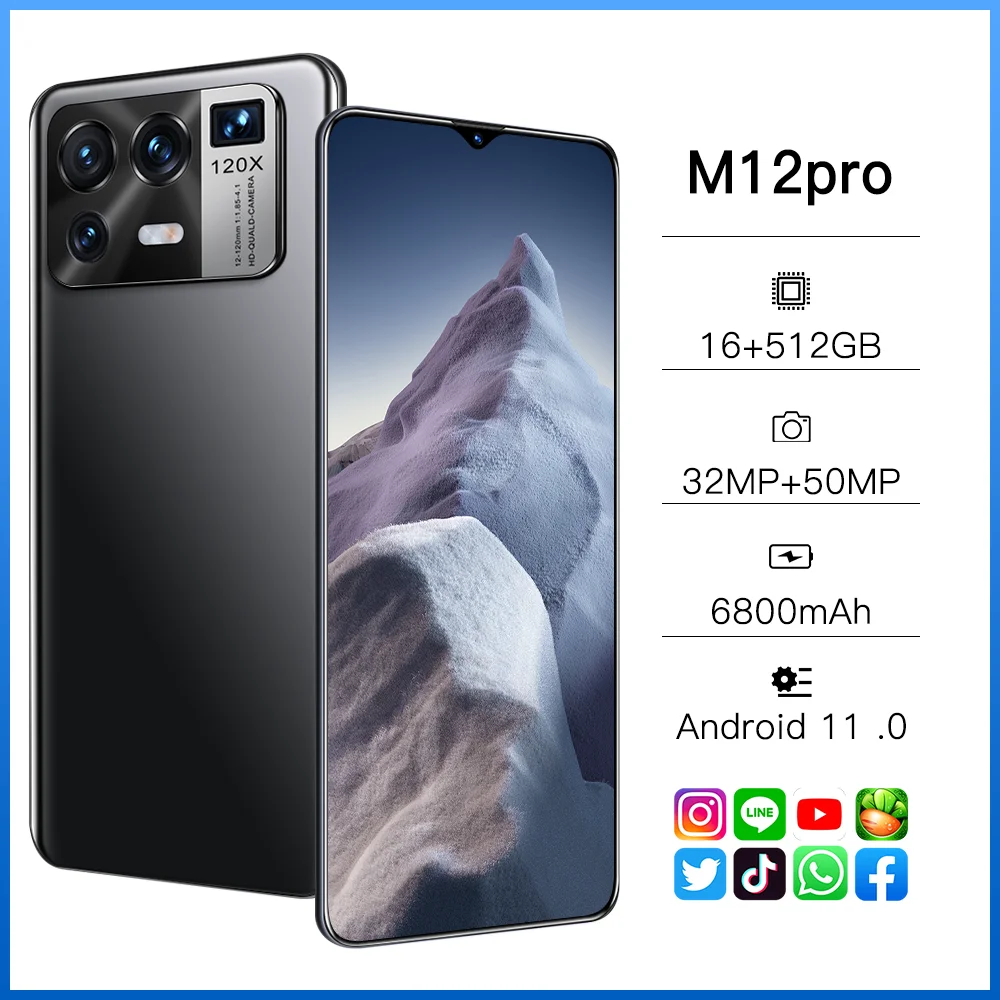 M12 Pro смартфон с диагональю экрана 888 дюйма 16 ГБ 512GB680 0 мАч | Мобильные телефоны и
