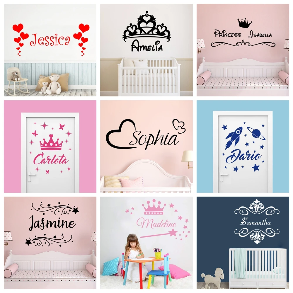 Customized Name Nursery Wall Stickers Vinyl Art Decals For kids Bedroom