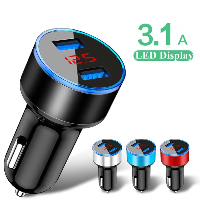 Зарядное устройство USB 3 1 а для телефона автомобильное зарядное со светодиодным