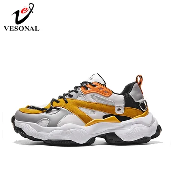 

VESONAL 2020 Spring Thick sole designer Hip Hop Sneakers Men Shoes Leather Casual Fashion Male Shoes Footwear street Breathable